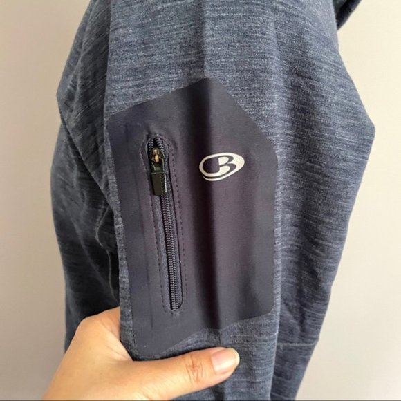 Icebreaker Merino Blue Long Sleeve Full Zip Hoodie Atom GT Jacket Sweater - L - Picture 6 of 9